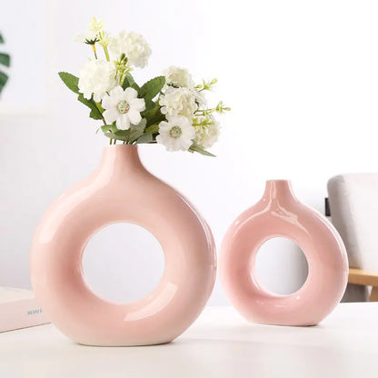 Nordic Round Hollow Ceramic Vase