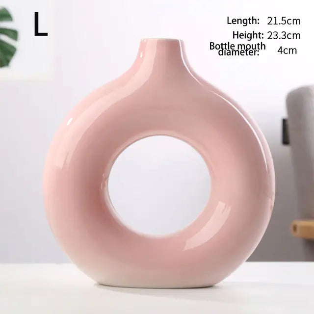 Nordic Round Hollow Ceramic Vase