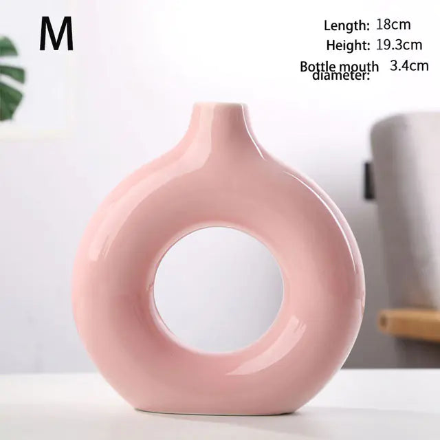 Nordic Round Hollow Ceramic Vase