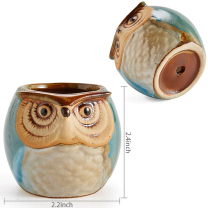 6-Piece Owl Pot Ceramic Glaze Base Set