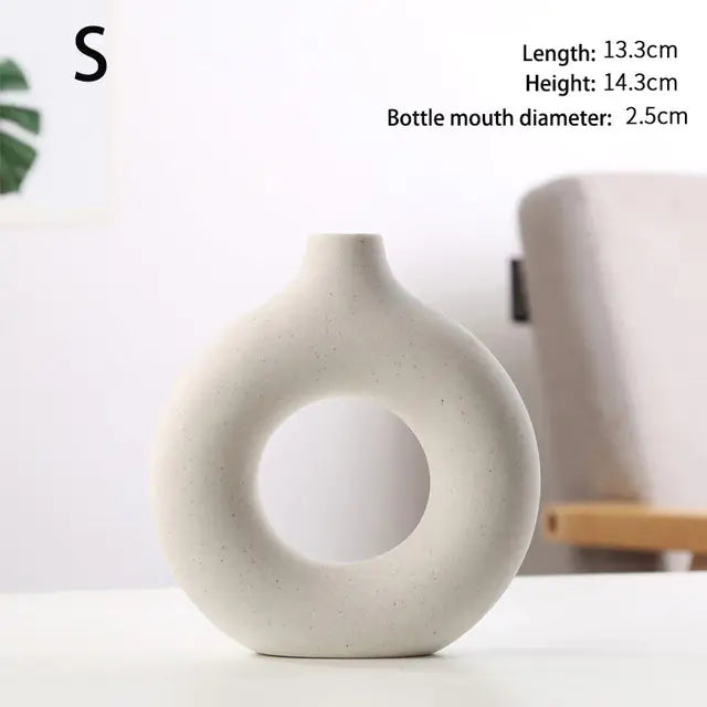 Nordic Round Hollow Ceramic Vase