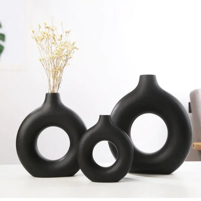 Nordic Round Hollow Ceramic Vase